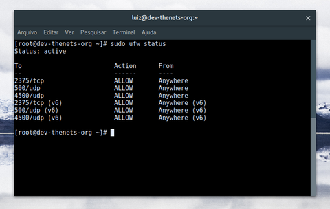 UFW (Uncomplicated Firewall) on Fedora 24 example